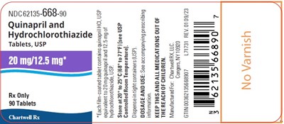 image description - quinapril and hydrochlorothiazide tabs 20mg 90s bottle label